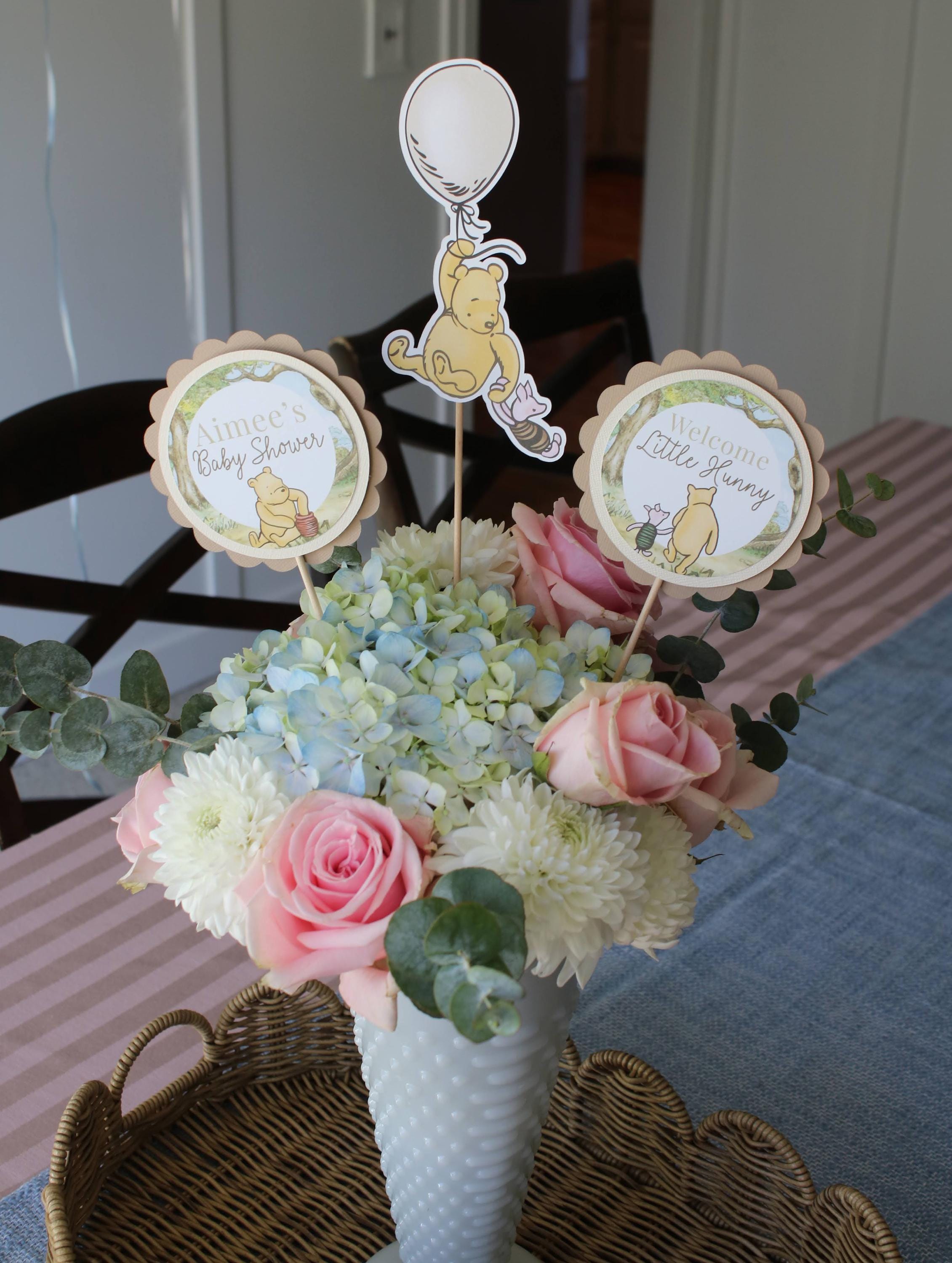 Winnie the Pooh Baby Shower Centerpiece, Pooh Gender Neutral Decor, Winnie the Pooh Balloon Centerpiece Set, Baby Shower Handmade Decor