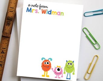 Gifts for Teachers - Personalized Teacher Notepad - Teach Appreciation Gift - Style: Monsters