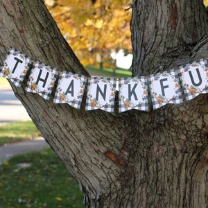 Thanksgiving Banner Printable DIY Buffalo Plaid Thankful Banner Printable Thanksgiving Decorations INSTANT DOWNLOAD image 4