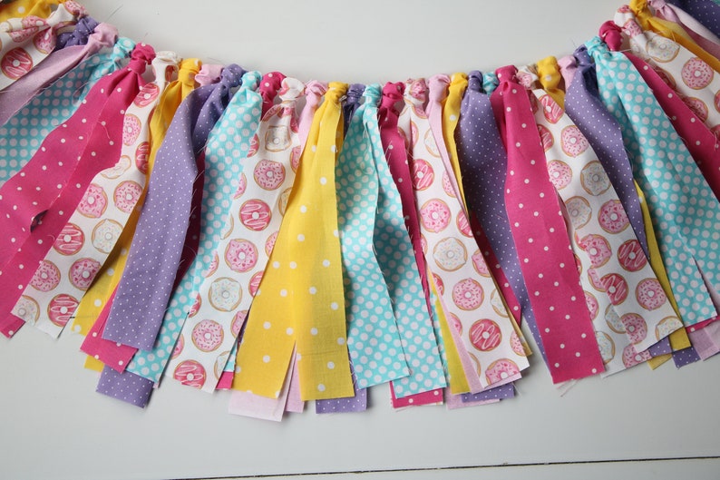 Donut Bright High Chair Fabric Garland, Donut Grow Up Birthday High Chair Decoration, High Chair Bunting image 5