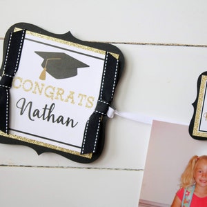 Graduation Photo Banner, Class of 2024 Graduation Decorations, Grad Photo Display, Through the Years, Black/Gold or Choose Your Colors image 6