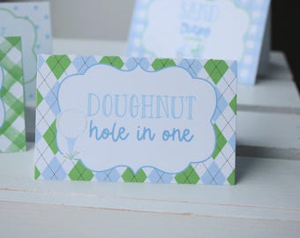 Golf Birthday Party Food Tent Labels, Golf Par-Tee, Hole in One, Golf Party Food Tents or Place Cards