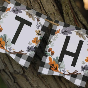 Thanksgiving Banner Printable DIY Buffalo Plaid Thankful Banner Printable Thanksgiving Decorations INSTANT DOWNLOAD image 6