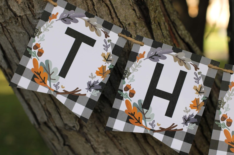 Thanksgiving Banner Printable DIY Buffalo Plaid Thankful Banner Printable Thanksgiving Decorations INSTANT DOWNLOAD image 6