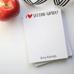Gift for Special Teachers - Custom Teacher Notepad - Personalized Teacher Gift - Christmas Teacher Gift - Style: I *heart* Grade