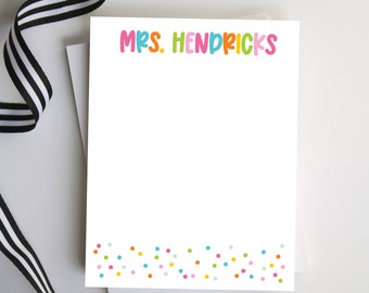 Personalized Teacher Notepad, Colorful Teacher Appreciation Gift, Personalized Teacher Gift, Gifts for Her, Style: Confetti