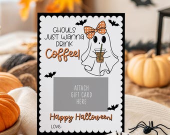 Porte-cartes cadeau café Halloween, cadeau café Halloween professeur, Halloween collègue ou employé, porte-cartes Starbucks
