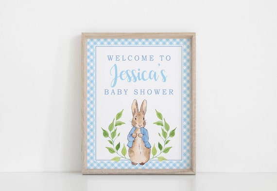 Peter Rabbit Baby Shower Sign, Bunny Welcome Sign or Poster,  Printed/Shipped OR Printable