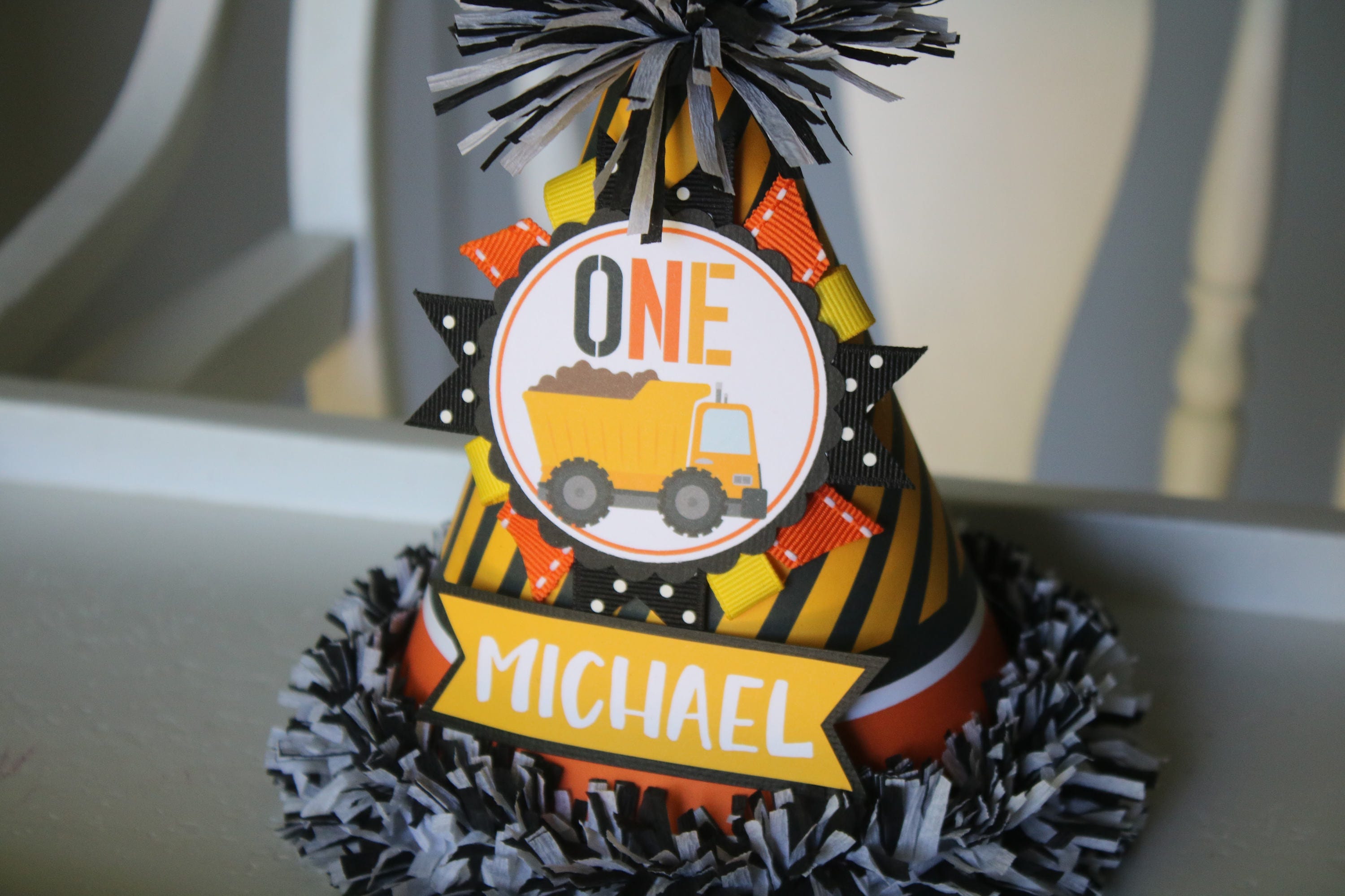 Construction Birthday Party Hat Boy First Birthday Party Hat Etsy