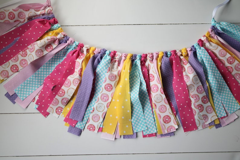 Donut Bright High Chair Fabric Garland, Donut Grow Up Birthday High Chair Decoration, High Chair Bunting image 4