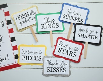 Etiquetas para dulces de graduación, decoración para fiesta de graduación, barra de dulces para graduación, decoraciones de graduación 2026, mesa de dulces, buffet de dulces, ¡elige tus colores!