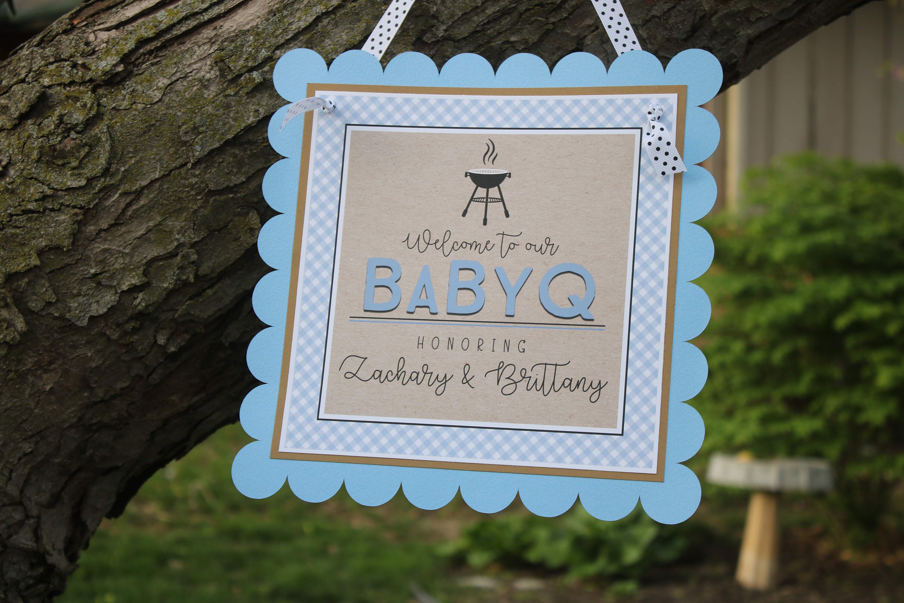 BabyQ Baby Shower Door Sign Light Blue BBQ Baby Etsy