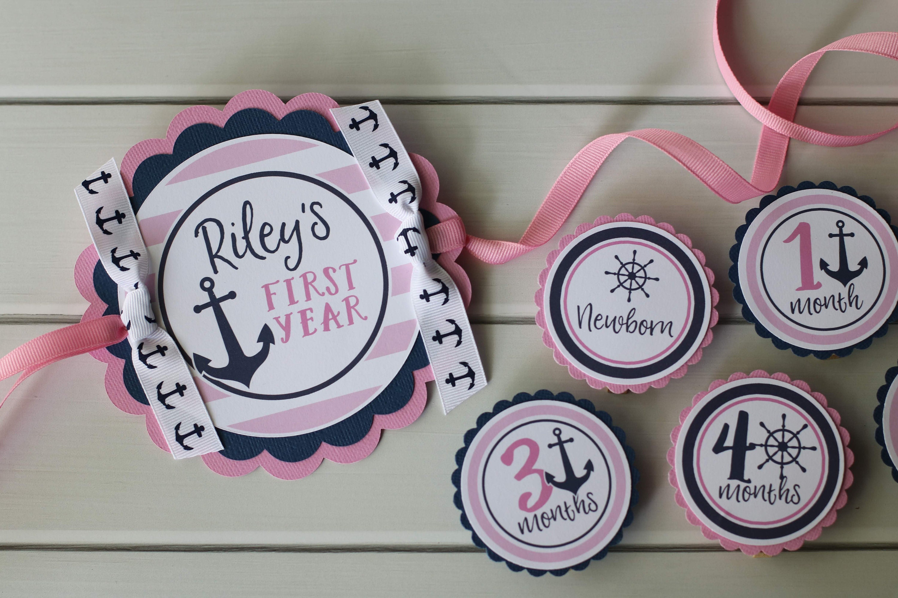 Nautical Girl Birthday First Year Photo Banner, Navy & Pink, 12 Month Photo  Banner, Nautical First Birthday Banner for Photos -  Canada