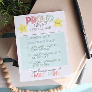 Teacher Notepad Gift, Teacher Appreciation, Happy Mail, Notes to Send Home, Teacher Mail Stationery, Brag Pad, Style: Proud Stars