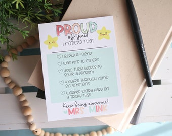 Teacher Notepad Gift, Teacher Appreciation, Happy Mail, Notes to Send Home, Teacher Mail Stationery, Brag Pad, Style: Proud Stars