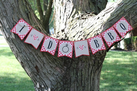 I Do BBQ Banner, "I Do" Barbeque Bridal Shower, BBQ Couples Shower, BBQ Rehearsal Dinner, Red Gingham Wedding Shower Banner, Barbecue Decor