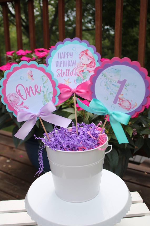 Let's Be Mermaids Centerpiece Sticks 15-Pack - Baby Shower Birthday Party Decor, Table Toppers, Photo Booth Props - View #7