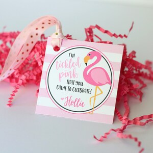 Flamingo Birthday Party Favor Tags/Stickers - Flamingo Birthday - Flamingo Thank You Tags OR Stickers, Set of 12