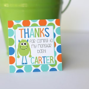 Monster Birthday Party Favor Tags/Stickers - Monster Birthday - Monster Thank You Tags OR Stickers, Set of 12