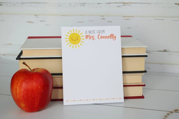 Gifts for Teachers, Personalized Teacher Notepad, Christmas Gift for Teachers, Personalized Gift, Style: Sunshine