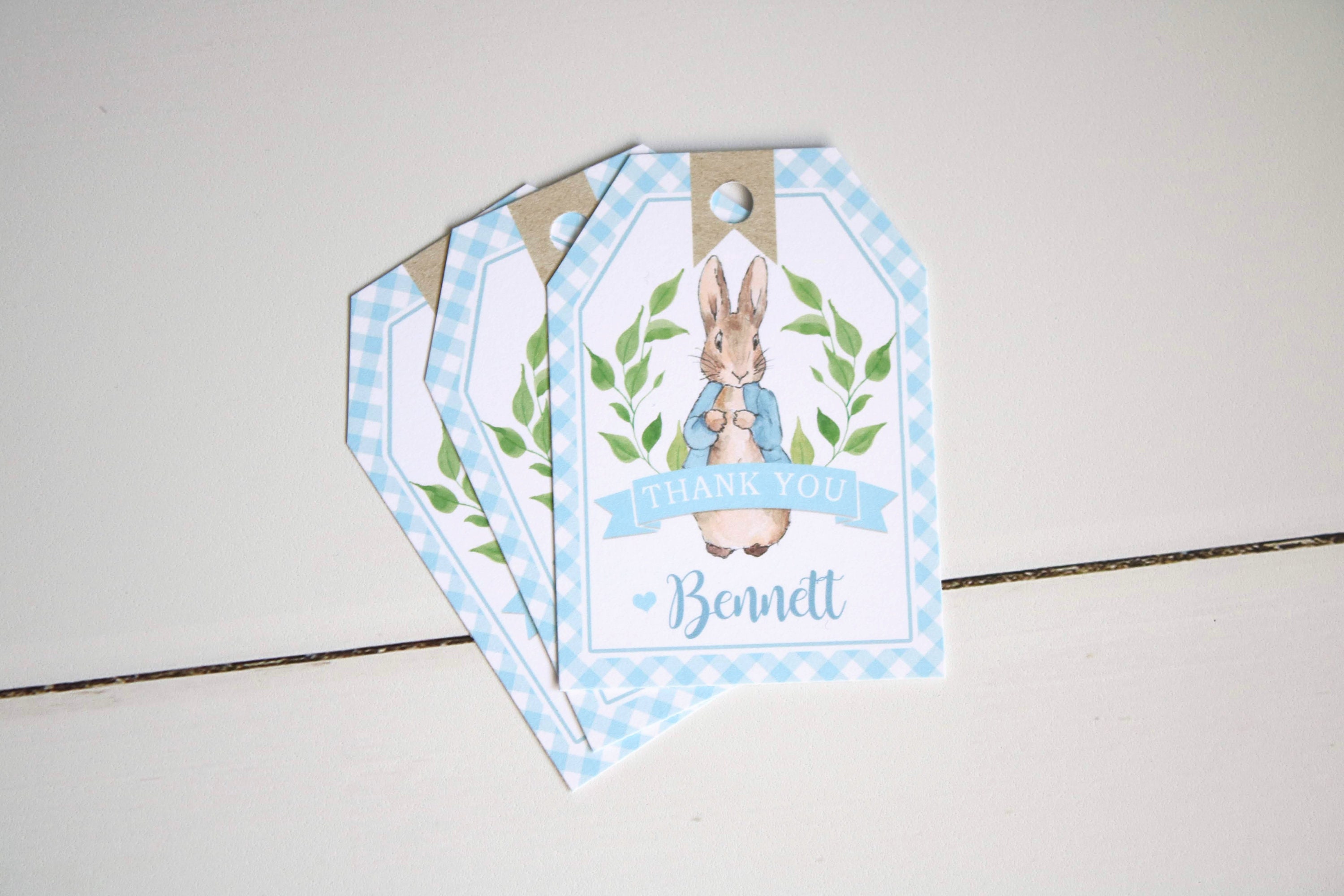 Peter Rabbit Birthday Party Favor Tags/stickers - Blue Gingham Bunny ...