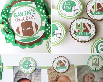 Football 1st Birthday Banner – 2 M Lang, Mit Monatskarten & Wäscheklammern, Für Mottoparty & Fotos