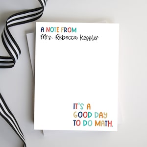 Personalized Notepad, Teacher Appreciation Gift, Personalized Math Teacher Gift, &quot;It&#39;s a Good Day to Teach Math&quot;, Style: Good Day Math