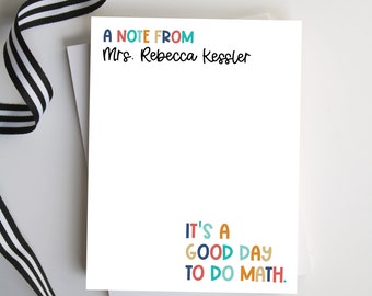 Personalized Notepad, Teacher Appreciation Gift, Personalized Math Teacher Gift, "It's a Good Day to Teach Math", Style: Good Day Math