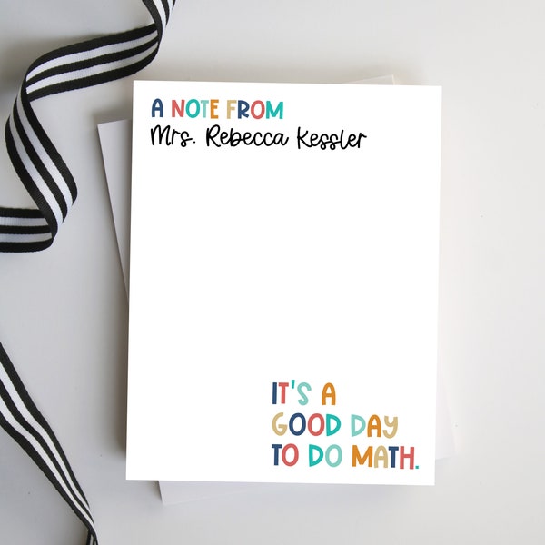 Personalized Notepad, Teacher Appreciation Gift, Personalized Math Teacher Gift, "It's a Good Day to Teach Math", Style: Good Day Math