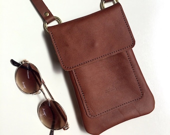 Leather smart phone bag, a great little leather cross body bag.