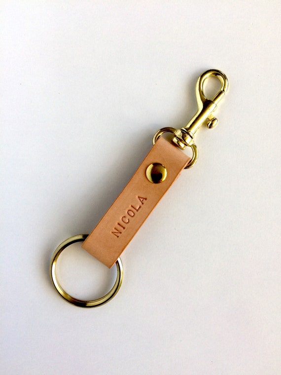Personalized leather keychain custom keychain veg tan | Etsy