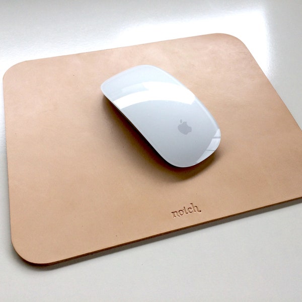 Personalised leather mousepad, great for working from home or the office.