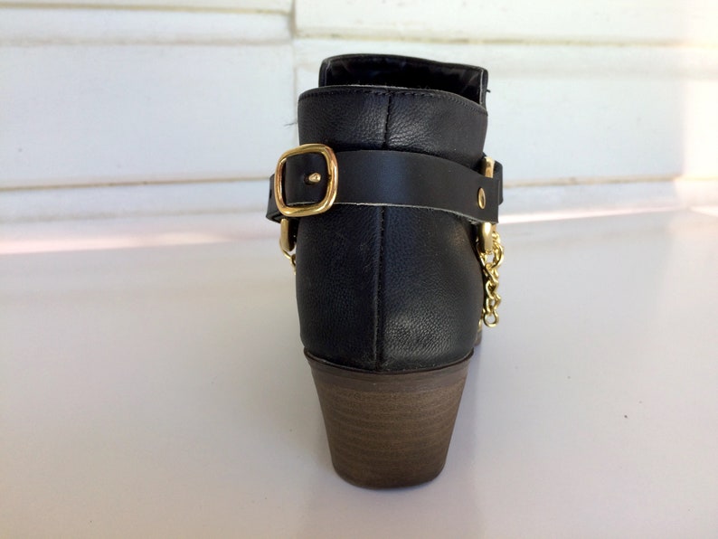 Leather boot harness in black or brown with brass or steel | Etsy