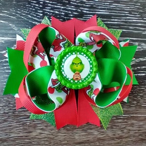 Grinch Christmas Hair Bow