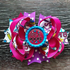 Pre-K Rocks Preschool School Hair Bow