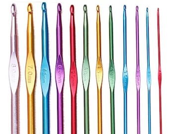 12 Colorful Crochet Hook Needles Alumina Yarn Crochet Hook Set F