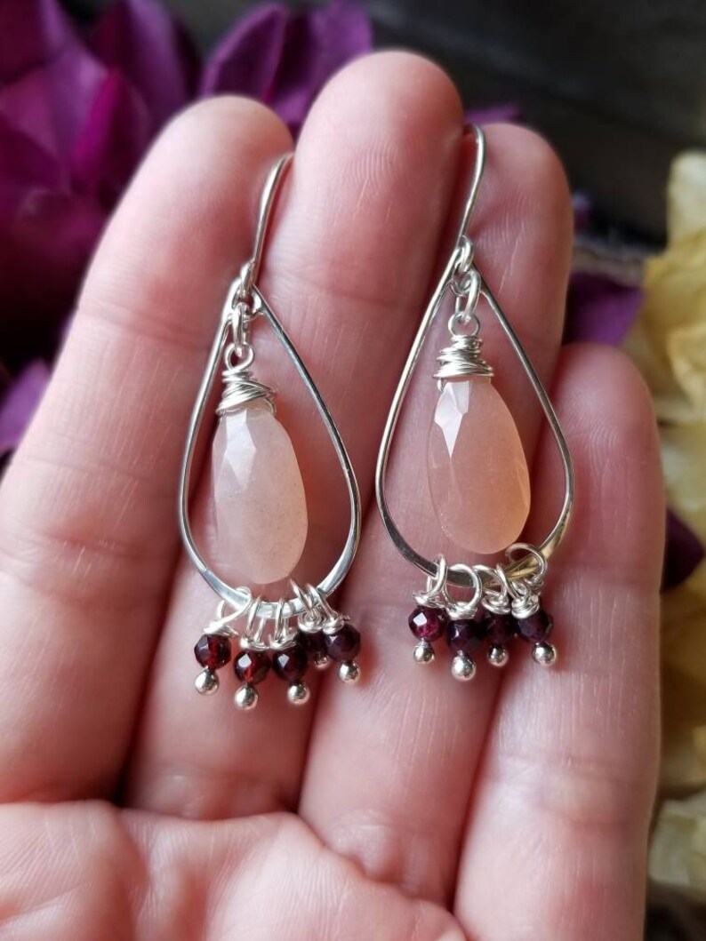 Moonstone Earrings Peach Moonstone Chocolate Moonstone Etsy