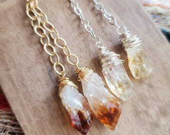 Raw citrine crystal dangle earrings