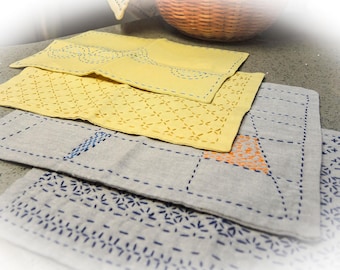 Sashiko Stitched Zokin – Upcycled Japanese Cleaning Cloth – Eco-Friendly Zero Waste Kitchen Cloth