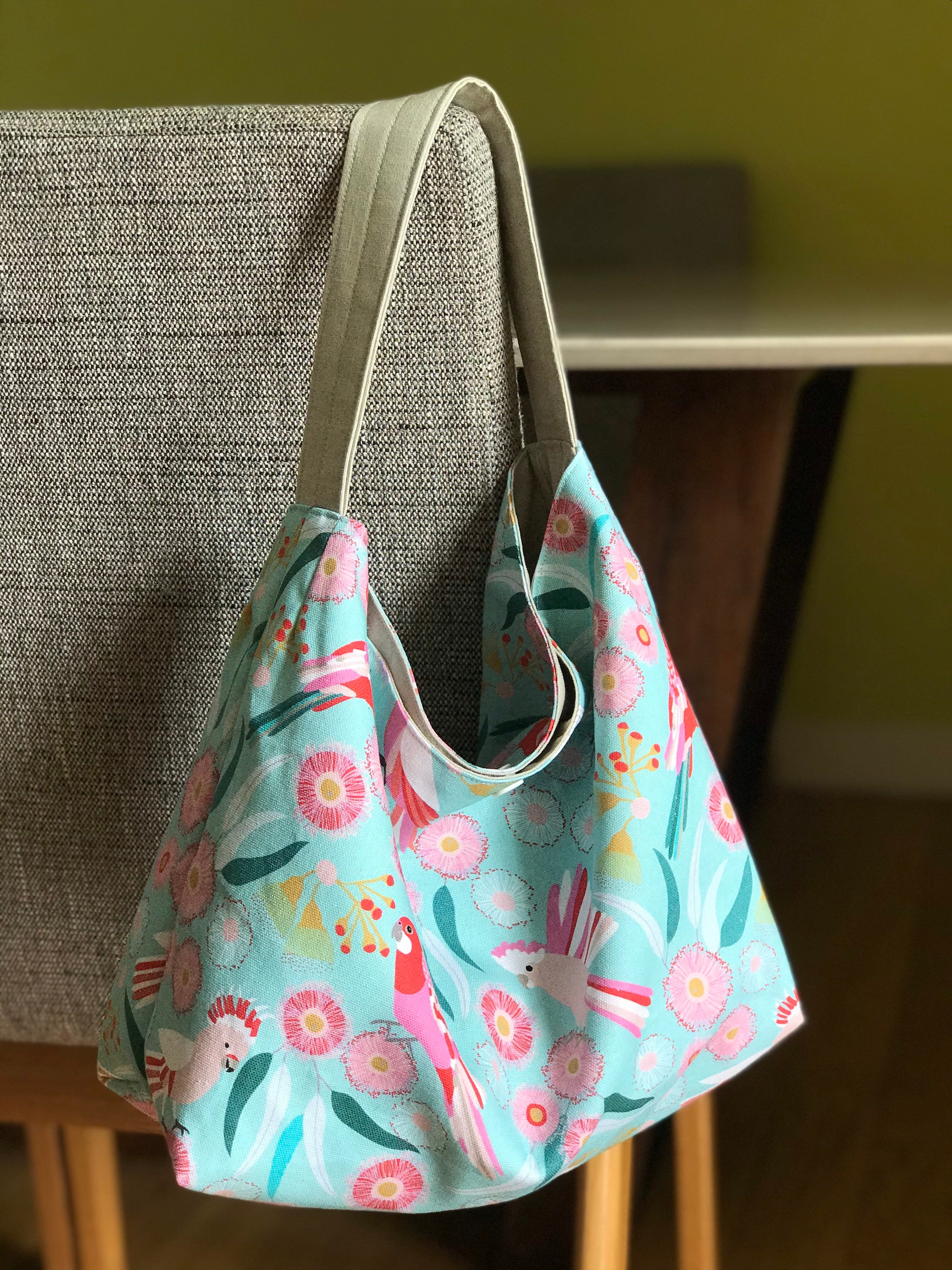 Handmade Hobo Bag medium cotton canvas fabric knitting project Etsy