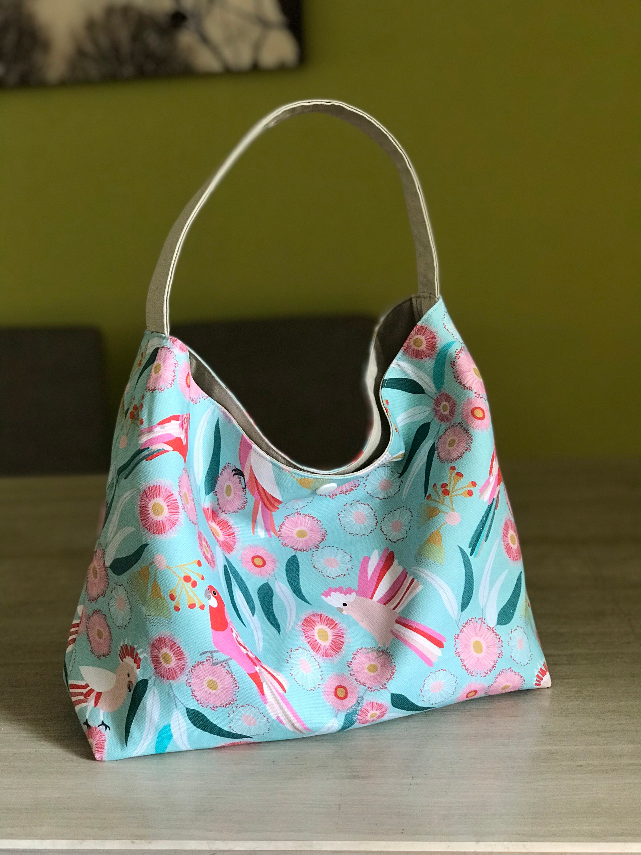 Handmade Hobo Bag medium cotton canvas fabric knitting project Etsy