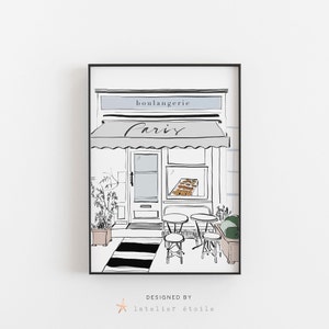 Boulangerie Print, Bakery Store front, Patisserie Poster, Bakery Illustration, Paris Cities Print, Paris, Paris Bakery Print, French Bakery