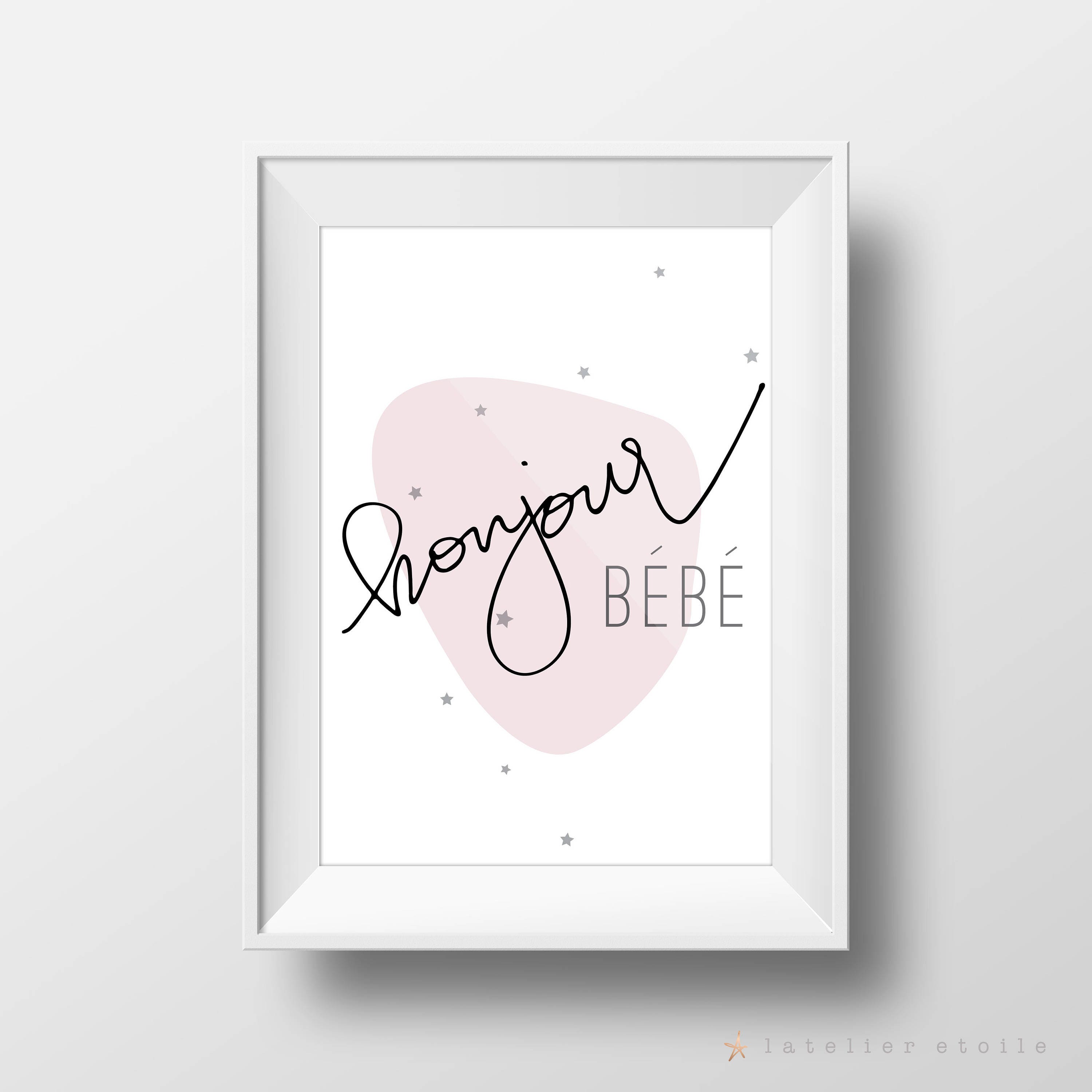Bonjour Bébé Print Nursery Wall Art Bonjour Print French - Etsy Canada