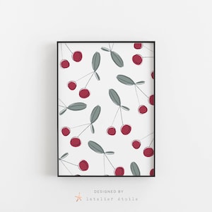 Cherry print, Cherry poster, Cherries print, kitchen wall decor, kitchen print, kitchen decor, Cherries Wall Art, Cherry pattern, Cherry