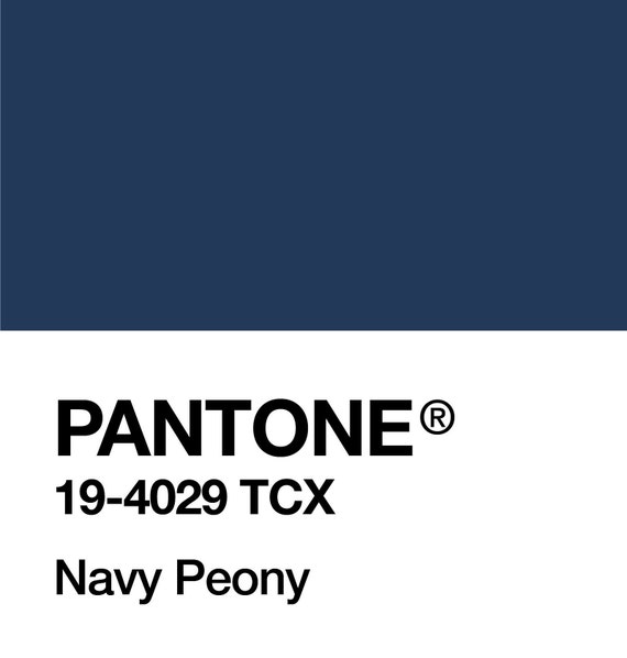 Navy Peony Pantone Pantone Wall Art Navy Blue Poster Wall Etsy