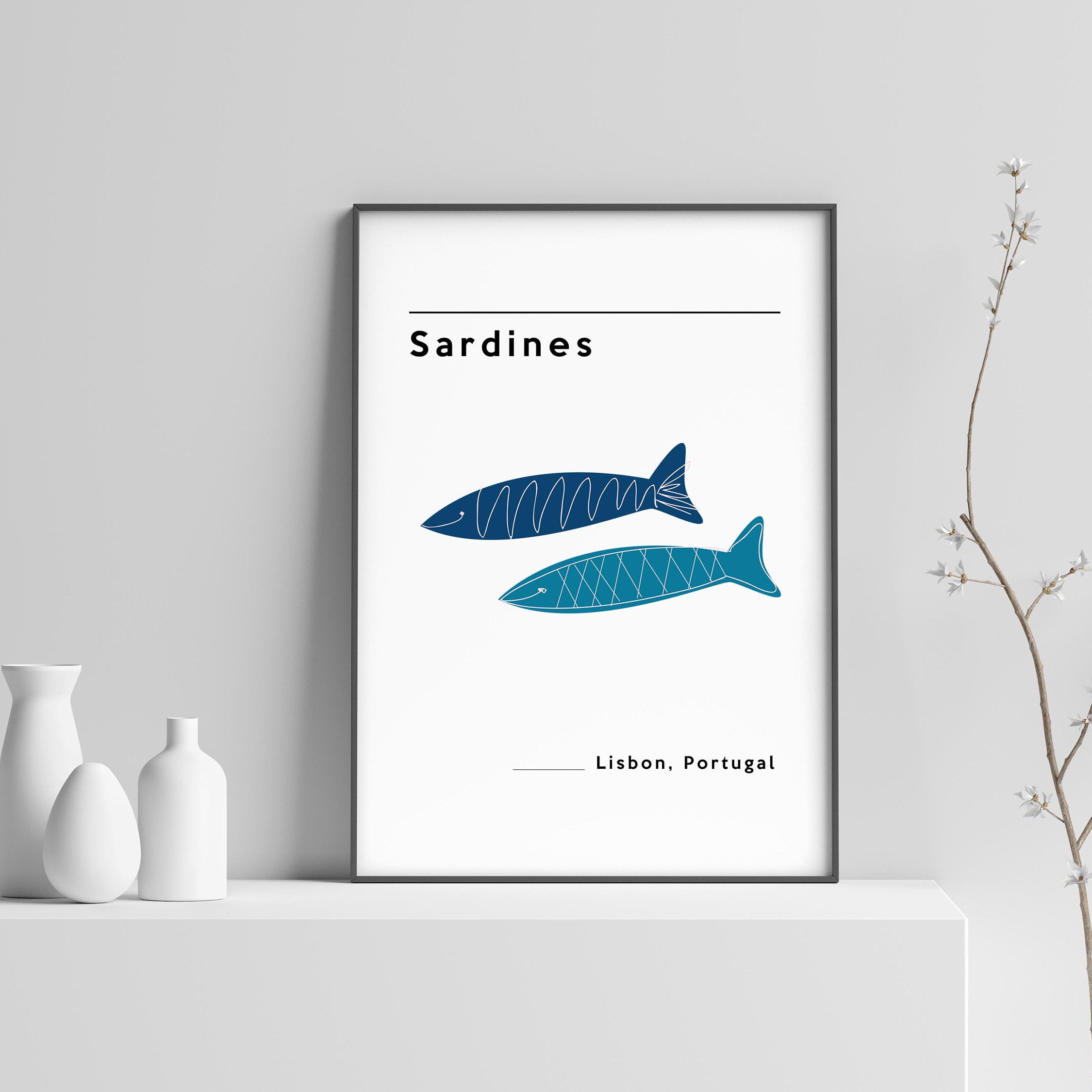 Sardines Sardines Print Lisbon Portugal Poster Kitchen Etsy