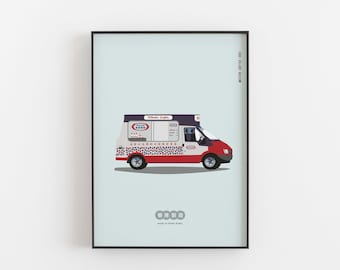 Mister Softee, Mister Softee Eiswagen, Eiswagen, nostalgischer Eiswagen, nostalgischer Hong Kong Druck, Vintage Hong Kong Art