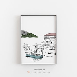 Sai Kung, Hong Kong Print, Cities Poster, Sai Kung Pier, Fishermen Print, Hong Kong Poster, Nostalgic Hong Kong Print, Vintage Hong Kong