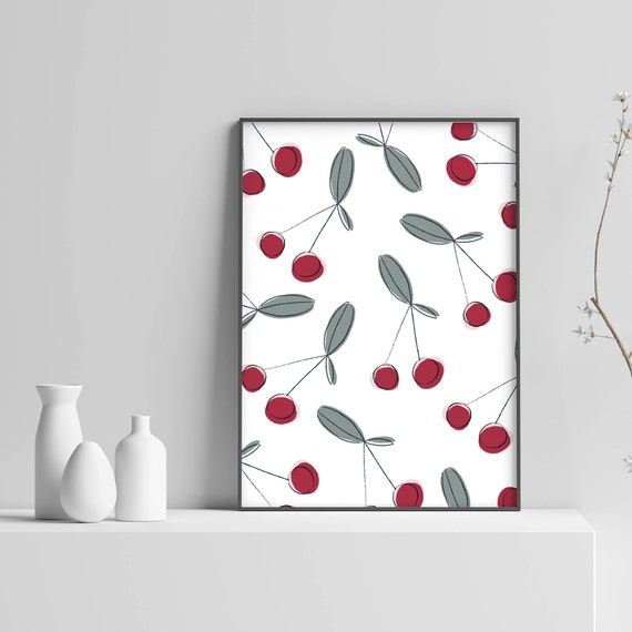 Cherry Print, Cherry Poster, Cherries Print, Kitchen Wall Decor