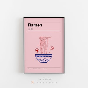 Ramen, Ramen Poster, Ramen Illustration, Japanese Food Poster, Japanese Food Art, Asian Food Illustration, Ramen Print, Japan Poster